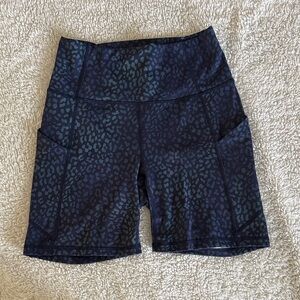 Fabletics Navy Leopard Bike Shorts
